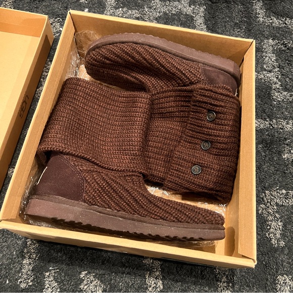 UGG CLASSIC CARDY SWEATER KNIT BOOTS IN BROWN - Picture 13 of 15